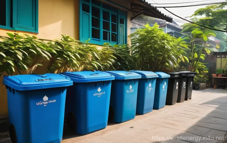 탄소 중립 목표 - Watering a small urban garden where plants are growing in creative planters made from recycled plast...