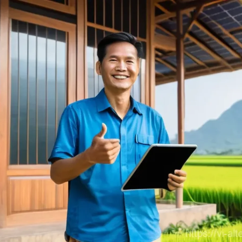 대체에너지 투자 전략 - **Prompt for Solar Power:**
    A vibrant, sun-drenched scene showcasing a modern Vietnamese rural h...